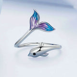 Context photo of a Sterling Silver Rainbow Dolphin Ring