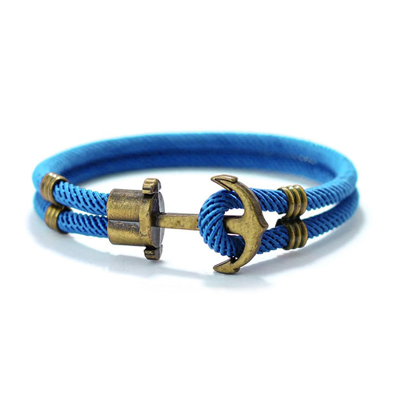 Baby Blue Vintage Brass Anchor Bracelet by Citrus Reef