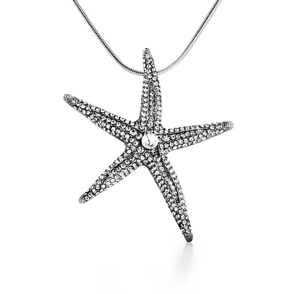 Long Crystal Starfish Necklace