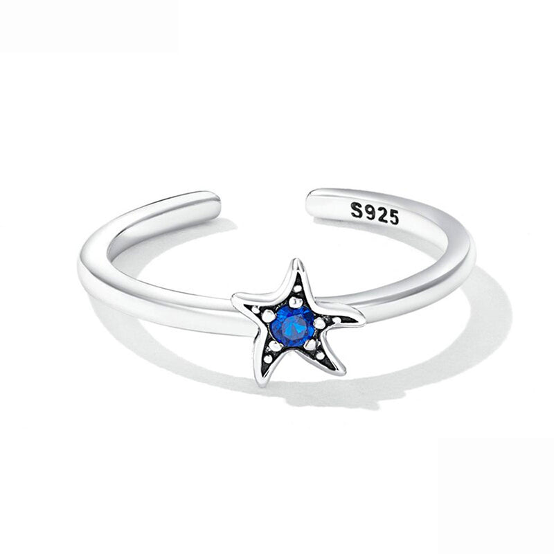Blue Crystal Starfish Ring top view