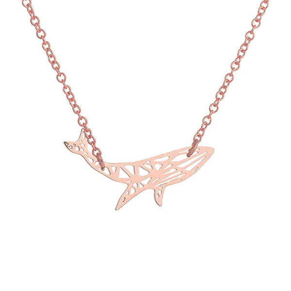 Geometric Rose Gold Humpback Whale Necklace