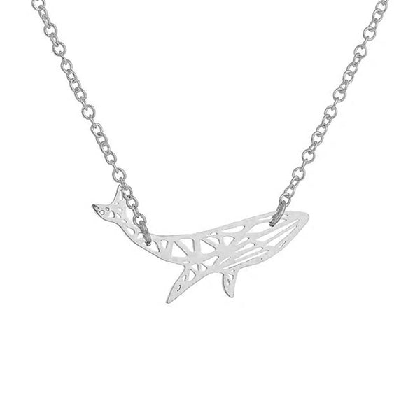 Geometric Silver Humpback Whale Necklace 