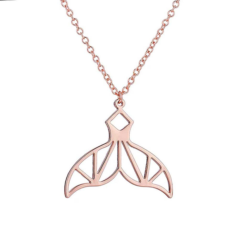 Geometric Rose Gold Whale Tail Necklace