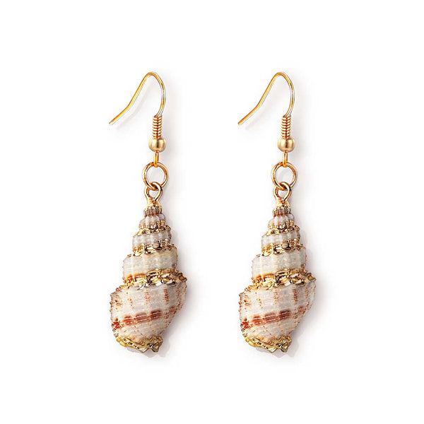 Textured Gold Conch Earrings on white background