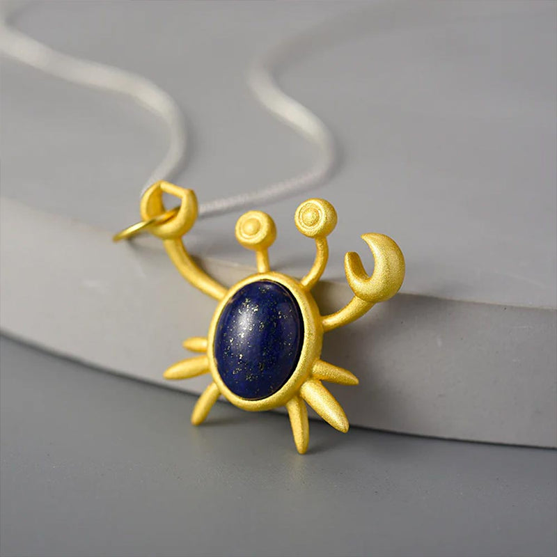 Detail of Lapis and Gold Crab Pendant 