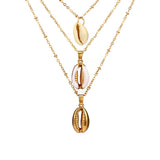 Layered Cowrie Shell Necklace in Gold