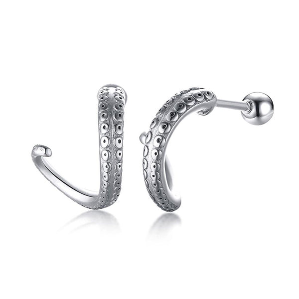Silver Octopus Tentacle Earrings