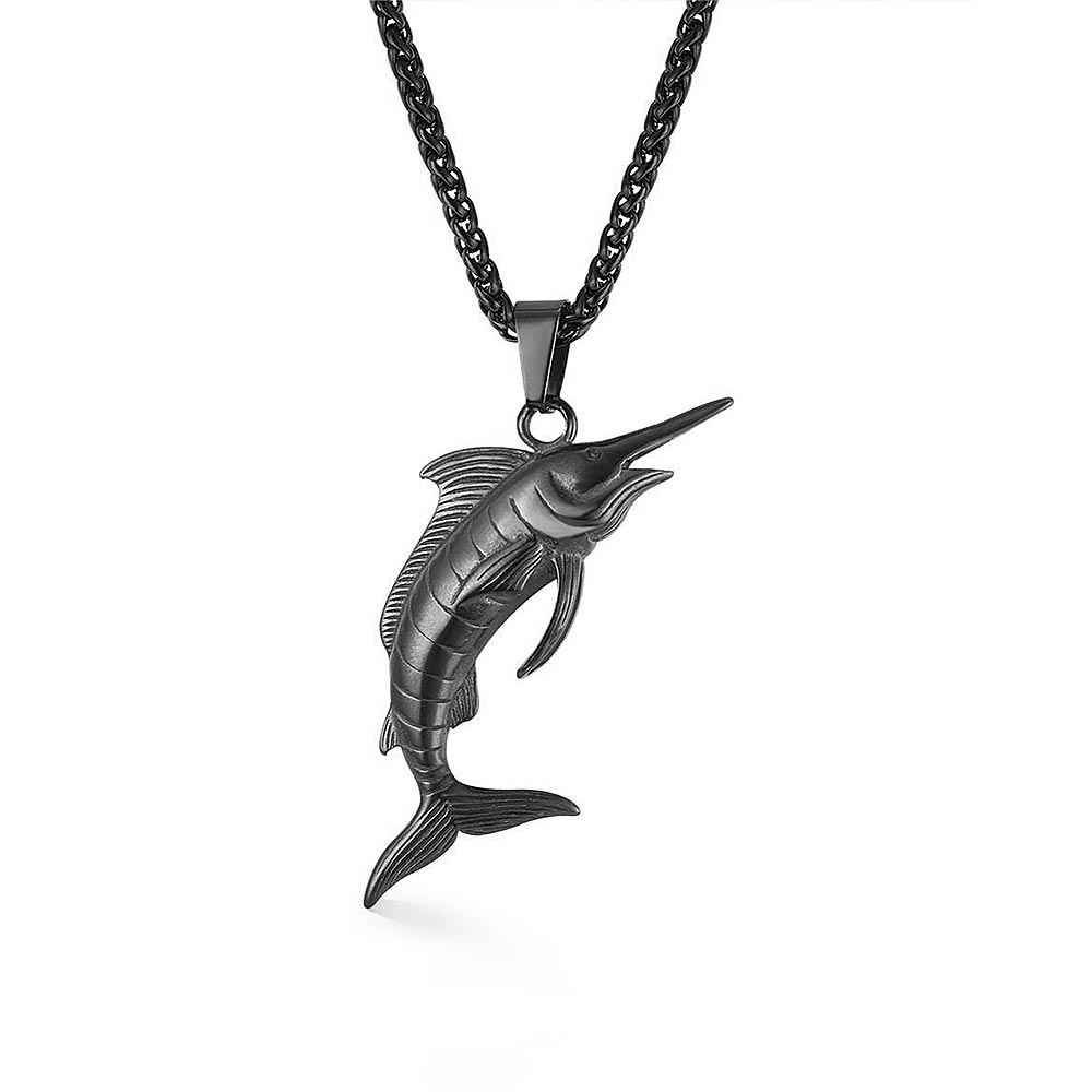 Mens Black Marlin Swordfish Necklace Citrus Reef