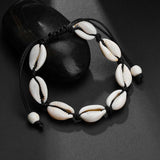 Natural Shell Anklet on Black Cord 