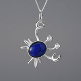 Lapis and Silver Crab Pendant Necklace