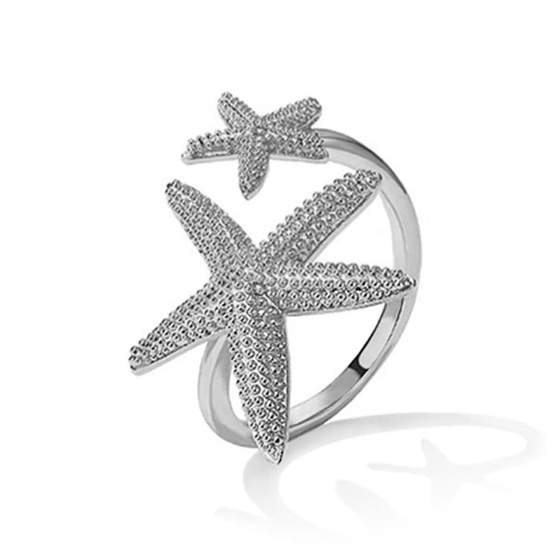 Silver Twin Starfish Ring