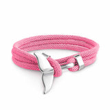 Pink & Silver Whale Tail Bracelet