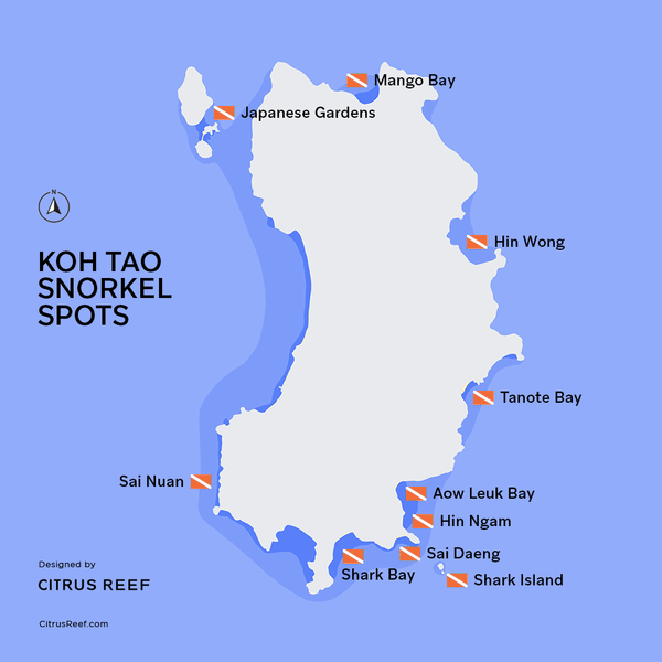 Best Koh Tao Snorkeling Spots Map