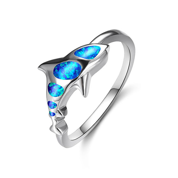 Blue Opal Shark Ring