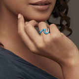 Women wearing a Silver Opal Wave Ring