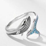 Blue Whale Ring detailed with blue crystals