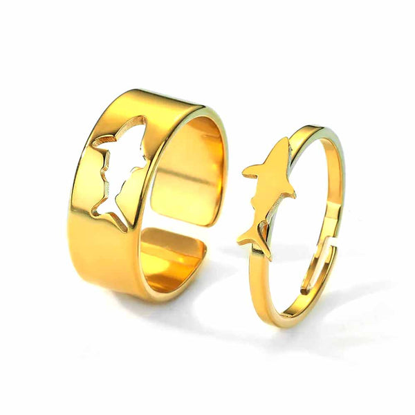 Couples Shark Rings in 14ct Gold Plating