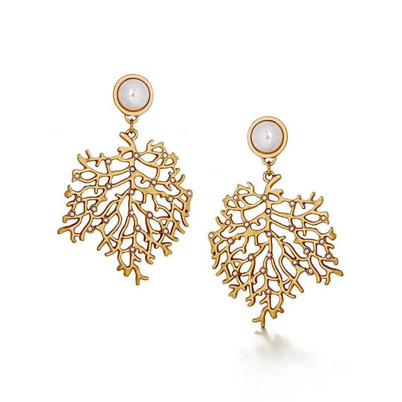 Gold Sea Fan Coral Earrings