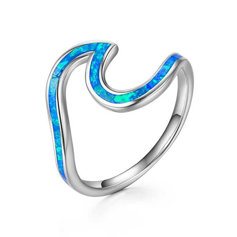 Silver Opal Wave Ring
