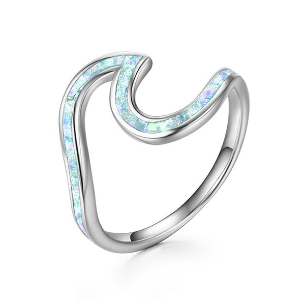 White Opal Wave Ring