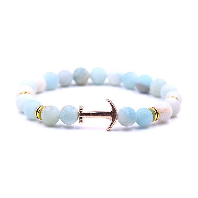 Blue Beaded Anchor Bracelet 
