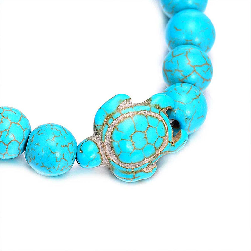 Turquoise Sea Turtle String Bracelet Cream