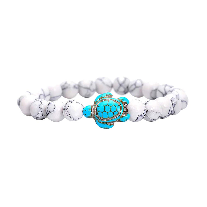 White Turtle Bead Bracelet 
