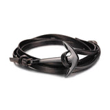 Black Leather Anchor Bracelet
