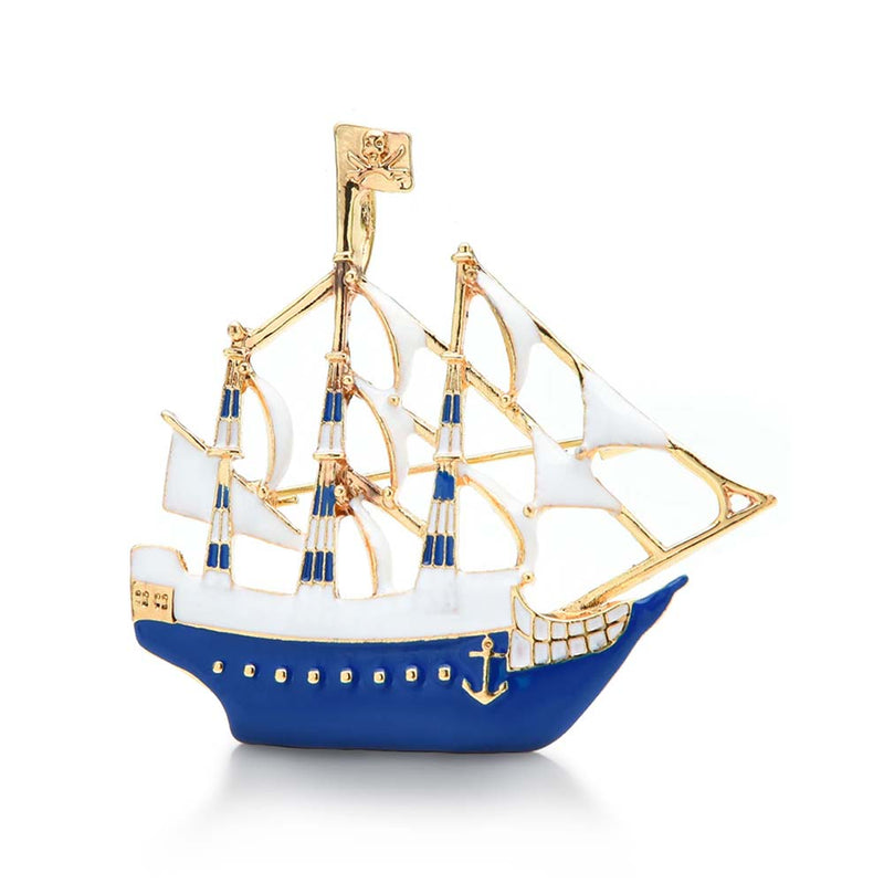 Blue Sailboat Brooch Pin