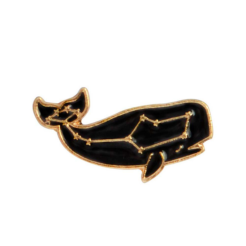 Black and Gold Constellation Whale Brooch Pin