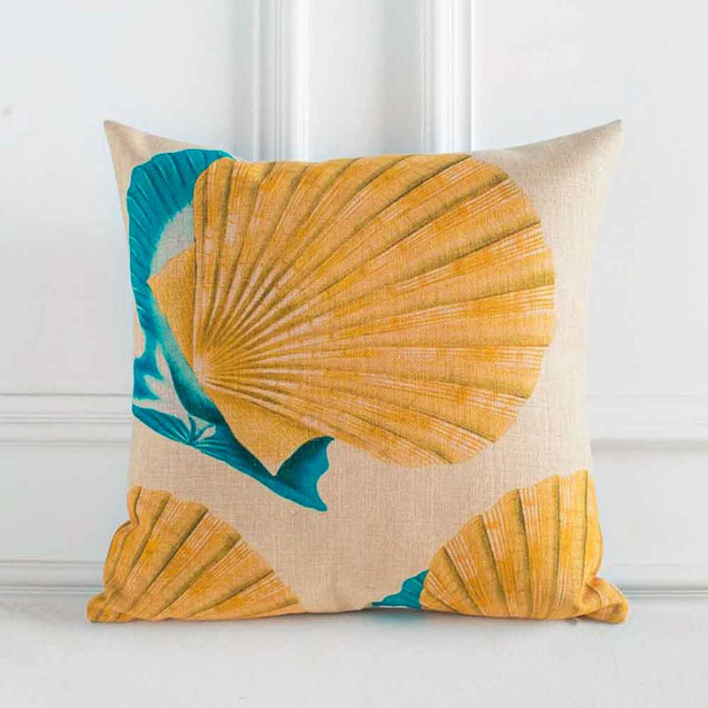 giant clam shell print on linen pillow cover