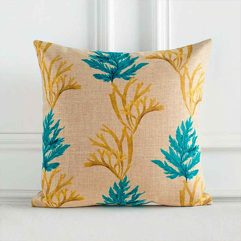 Linen cushion with coral pattern watercolor print