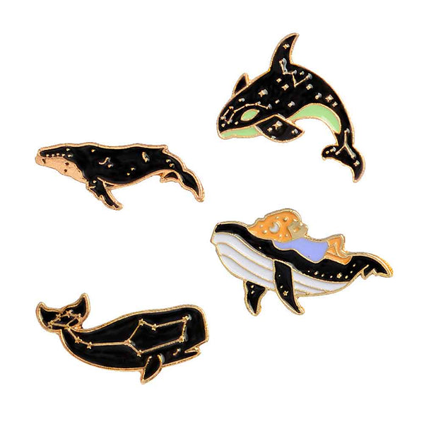 ‘Cosmic Whales’ Whale Brooch Pins