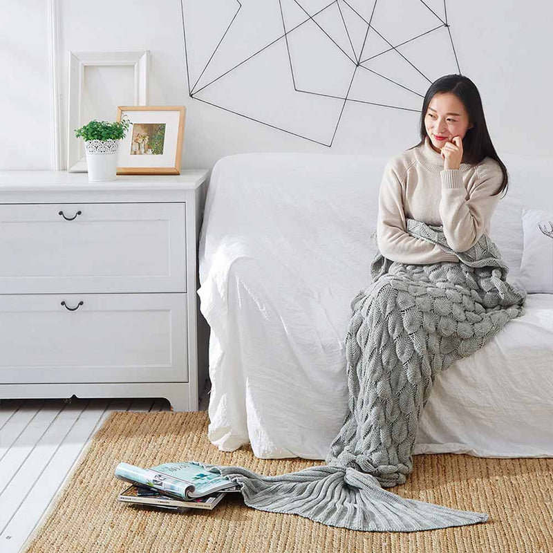 Gray Luxury Adults Mermaid Blanket