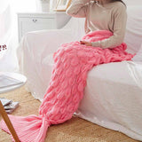 Sitting in pink Luxury Adults Mermaid Blanket