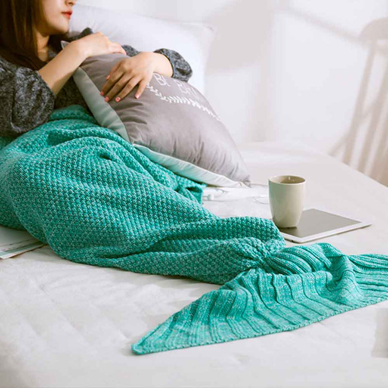 Green Crochet Mermaid Tail Blanket