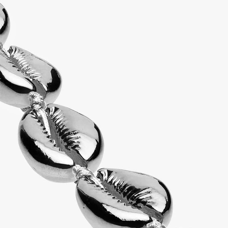 Silver Cowrie bracelet closeup 