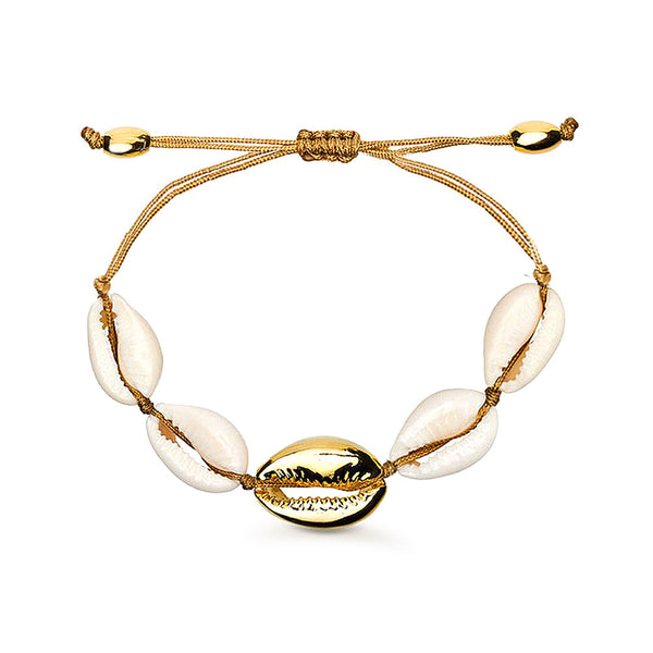 Natural Cowrie Shell Bracelet in Gold
