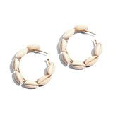 Cowrie Shell Hoop Earrings on white background