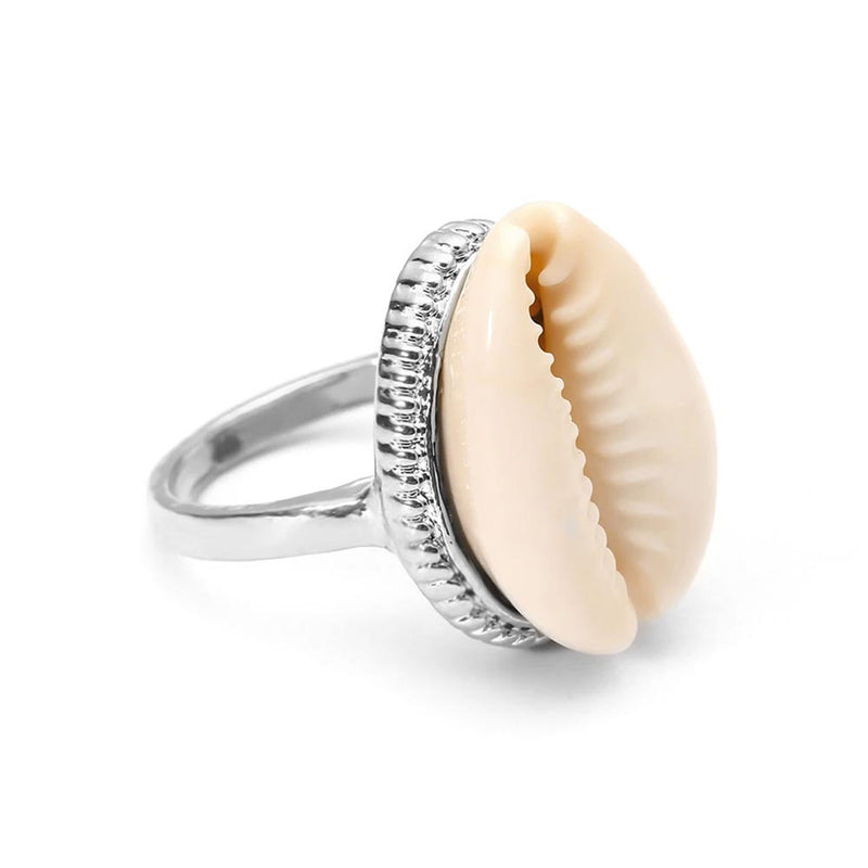 Cowrie Shell Ring in Silver 