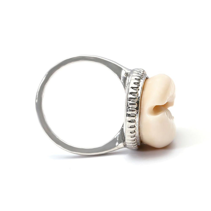 Silver Cowrie Shell Ring Side View
