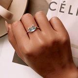 Blue Crystal Crab Ring on womans hand