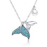 Pavé & Pearl Mermaid Charm Necklace