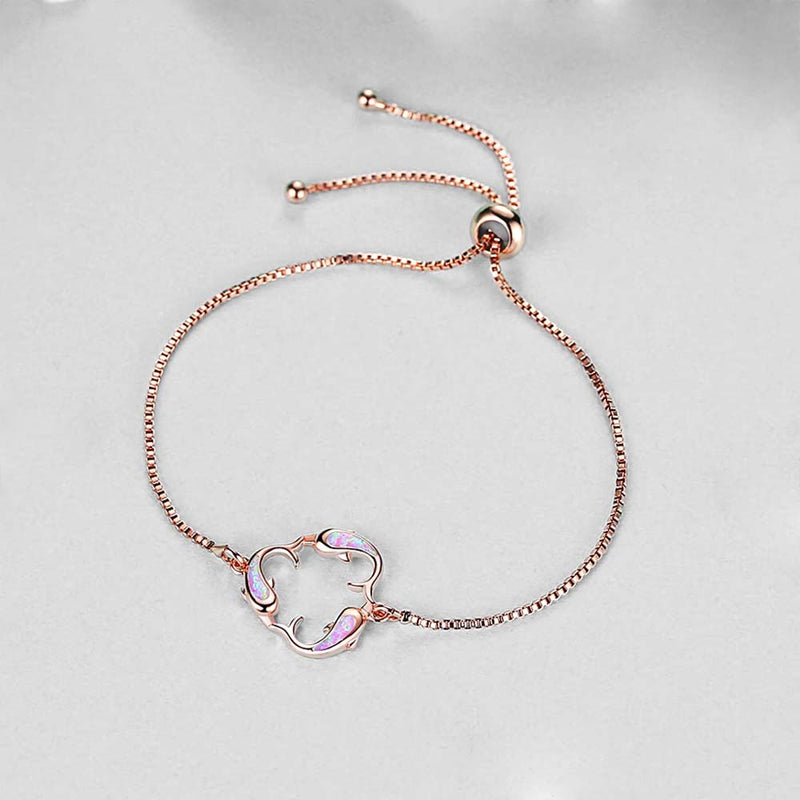 Opal and Rose Gold Dolphin Bracelet