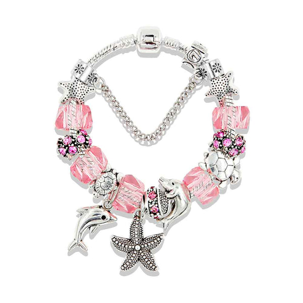 Pink Ocean Charm Bracelet