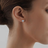Woman wearing Stingray Stud Earring in Silver