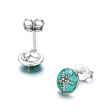 side and bottom view of Vitality Enamel Starfish Earrings