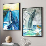 Two Humpback Whale prints in black frames