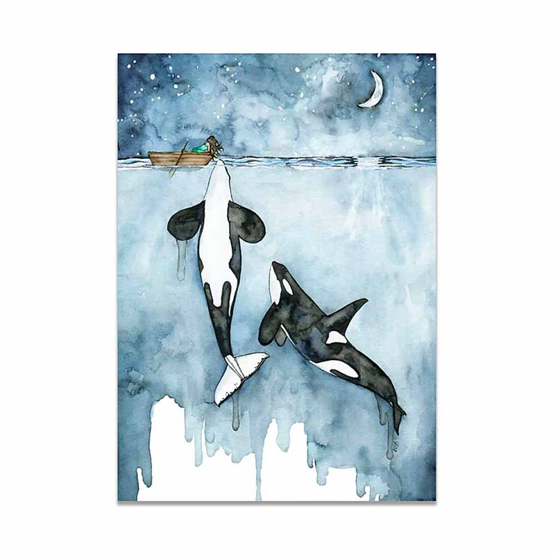 Touching Orcas Print Canvas
