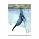 Blue Whale & Sail Ship Canvas Print